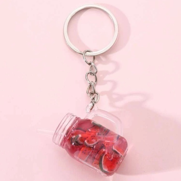 Cute Watermelon Lemonade Charm Keychain 🍉 Summer Tropical Drink Miniature Drink - Picture 3 of 6